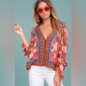 Free People Freshly Squeezed printed top size large